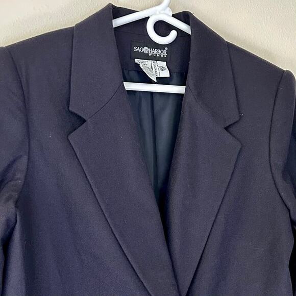 Vintage SAG Harbor Wool Y2K single breasted office siren preppy blazer boxy 16 W - Picture 3 of 9